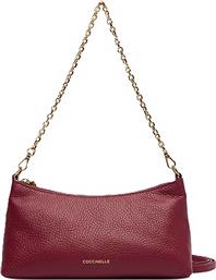 ΓΥΝΑΙΚΕΙΑ ΔΕΡΜΑΤΙΝΗ ΤΣΑΝΤΑ CROSSBODY ΜΟΝΟΧΡΩΜΗ ΜΕ ΣΤΑΜΠΩΤΟ ΛΟΓΟΤΥΠΟ ''AURA'' - E5QH0-550101 ΜΠΟΡΝΤΟ COCCINELLE