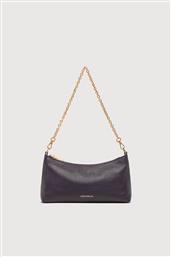 ΓΥΝΑΙΚΕΙΑ ΔΕΡΜΑΤΙΝΗ ΤΣΑΝΤΑ CROSSBODY ΜΟΝΟΧΡΩΜΗ ΜΕ ΣΤΑΜΠΩΤΟ ΛΟΓΟΤΥΠΟ ''AURA'' - E5QH0-550101 ΜΟΒ COCCINELLE