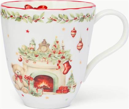 ΧΡΙΣΤΟΥΓΕΝΝΙΑΤΙΚΗ ΠΟΡΣΕΛΑΝΙΝΗ ΚΟΥΠΑ ΜΕ CHRISTMAS ΛΕΠΤΟΜΕΡΕΙΕΣ 10,5 X 9,5 CM - 006803357 ΛΕΥΚΟ COINCASA