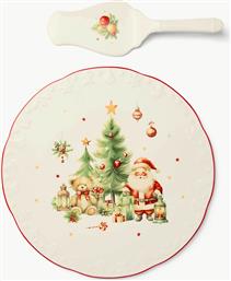ΧΡΙΣΤΟΥΓΕΝΝΙΑΤΙΚΗ ΠΟΡΣΕΛΑΝΙΝΗ ΠΙΑΤΕΛΑ ΜΕ ΣΠΑΤΟΥΛΑ ΚΑΙ CHRISTMAS ΛΕΠΤΟΜΕΡΕΙΕΣ 30 CM - 006803373 ΛΕΥΚΟ COINCASA