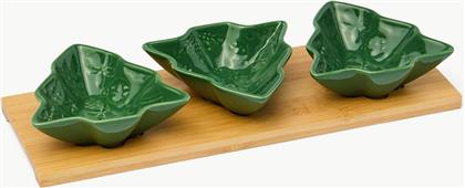 ΧΡΙΣΤΟΥΓΕΝΝΙΑΤΙΚΟΣ ΞΥΛΙΝΟΣ ΔΙΣΚΟΣ ΜΕ 3 ΠΟΡΣΕΛΑΝΙΝΑ ΜΠΟΛ ΣΕ ΣΧΗΜΑ ΔΕΝΤΡΟΥ 32 X 11 CM - 006803352 ΠΡΑΣΙΝΟ COINCASA