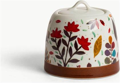 ΚΕΡΑΜΙΚΗ ΖΑΧΑΡΙΕΡΑ ΜΕ LEAF PATTERN 10,7 X 9,6 CM - 007499980 ΛΕΥΚΟ COINCASA