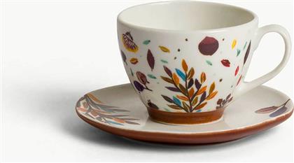 ΚΕΡΑΜΙΚΟ ΦΛΙΤΖΑΝΙ ΚΑΦΕ ΜΕ ΠΙΑΤΑΚΙ ΚΑΙ LEAF PATTERN 6 X 6 CM - 007499977 ΛΕΥΚΟ COINCASA