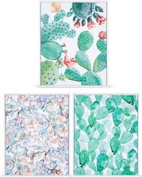 ΠΙΝΑΚΑΣ ΤΡΙΠΤΥΧΟ ΣΕ ΚΑΜΒΑ ΜΕ ALL-OVER CACTUS PRINT 40 X 50 CM - 007249951 ΧΡΥΣΟ COINCASA