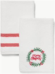 ΣΕΤ ΠΕΤΣΕΤΕΣ ΚΟΥΖΙΝΑΣ ΜΕ ΧΡΙΣΤΟΥΓΕΝΝΙΑΤΙΚΟ ΜΟΤΙΒΟ ΚΑΙ ΚΟΥΤΙ ΔΩΡΟΥ 50 X 50 CM (2 ΤΕΜΑΧΙΑ) - 006803502 ΛΕΥΚΟ COINCASA