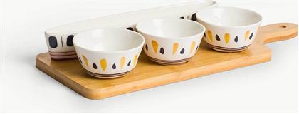 ΣΕΤ ΞΥΛΙΝΗ ΕΠΙΦΑΝΕΙΑ ΚΟΠΗΣ ΜΕ 4 ΠΟΡΣΕΛΑΝΙΝΑ ΜΠΟΛ 30 CM - 007493170 ΛΕΥΚΟ COINCASA