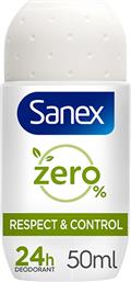 ΑΠΟΣΜΗΤΙΚΟ ROLL ON ZERO% RESPECT & CONTROL SANEX (50 ML) 1+1 ΔΩΡΟ COLGATE