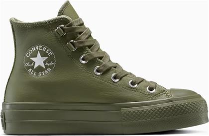 ΔΕΡΜΑΤΙΝΑ ΕΛΑΦΡΙΑ ΠΑΠΟΥΤΣΙΑ CHUCK TAYLOR ALL STAR LIFT ΧΡΩΜΑ: ΠΡΑΣΙΝΟ, A12968C CONVERSE