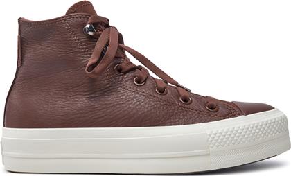 SNEAKERS CHUCK TAYLOR ALL STAR LIFT PLATFORM WATER REPELLENT LEATHER A10362C ΚΑΦΕ CONVERSE