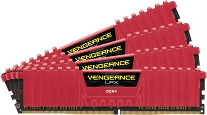 VENGEANCE LPX RED 16GB DDR4-2133ΜΗZ C13 (CMK64GX4M4A2133C13R) X4 ΜΝΗΜΗ RAM CORSAIR
