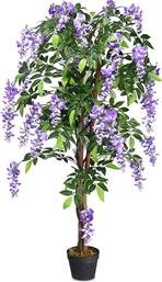 ΤΕΧΝΗΤΟ ΦΥΤΟ WISTERIA ΑΠΟ ΠΟΛΥΕΣΤΕΡΑ ΚΑΙ ΞΥΛΟ HW59512 150 CM - ΜΩΒ/ΠΡΑΣΙΝΟ COSTWAY