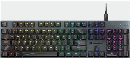 LUXLIM GAMING ΜΗΧΑΝΙΚΟ ΕΝΣΥΡΜΑΤΟ FULL SIZE ΠΛΗΚΤΡΟΛΟΓΙΟ ΜΕ OPTICAL RED ΔΙΑΚΟΠΤΕΣ ΚΑΙ RGB ΜΑΥΡΟ (US) COUGAR