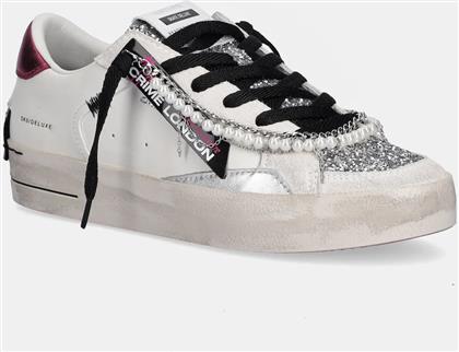 ΔΕΡΜΑΤΙΝΑ ΑΘΛΗΤΙΚΑ ΠΑΠΟΥΤΣΙΑ SK8 DELUXE ΧΡΩΜΑ: ΑΣΠΡΟ, 25101AA8 CRIME LONDON