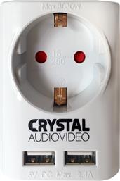 ΜΟΝΟΠΡΙΖΟ ΜΕ 2 USB 2.1A - ΛΕΥΚΟ CRYSTAL AUDIO από το MEDIA MARKT
