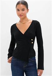ΓΥΝΑΙΚΕΙΟ ΤΟΠ ΜΕ PIERCING ΧΡΥΣΗ ΛΕΠΤΟΜΕΡΕΙΑ ''COLLETTE'' - TP28947YN2494-BLK ΜΑΥΡΟ CULT GAIA