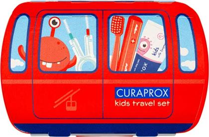 KIDS ORAL HYGIENE ΣΕΤ ΤΑΞΙΔΙΟΥ ΣΤΟΜΑΤΙΚΗΣ ΦΡΟΝΤΙΔΑΣ ΠΑΙΔΙΩΝ ΑΠΟ 6 ΕΩΣ 12 ΕΤΩΝ ΜΕ ΟΔΟΝΤΟΚΡΕΜΑ ΜΕ ΓΕΥΣΗ ΚΑΡΠΟΥΖΙ, ΟΔΟΝΤΟΒΟΥΡΤΣΑ ΜΕ ΠΟΛΥ ΜΑΛΑΚΕΣ ΙΝΕΣ, ΜΕΣΟΔΟΝΤΙΑ & ΘΗΚΗ TRAVEL SET 1 ΤΕΜΑΧΙΟ - ΚΟΚΚΙΝΟ CURAPROX