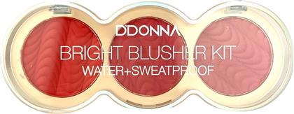 BRIGHT BLUSHER KIT WATER SWEATPROOF 7,5GR NO 03 13319A-3 - - NJ-13319A-3 DDONNA COSMETICS