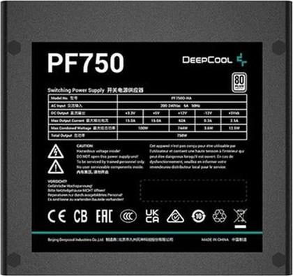 ΤΡΟΦΟΔΟΤΙΚΟ PC PF750, 750W, ATX, 80 PLUS WHITE, ΜΑΥΡΟ DEEPCOOL