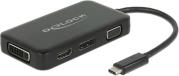 63929 ADAPTER USB TYPE-C MALE > VGA / HDMI / DVI / DISPLAYPORT FEMALE BLACK DELOCK