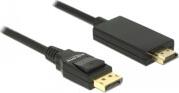 85316 DISPLAYPORT MALE - HDMI MALE CABLE 1M BLACK DELOCK