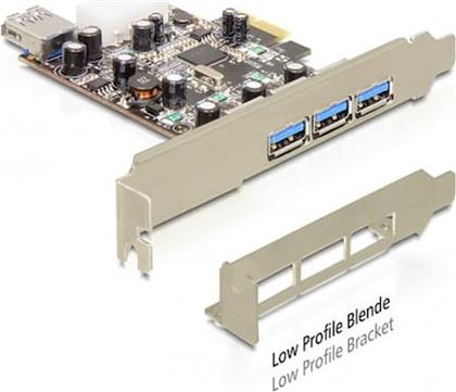 CONTROLLER PCIE 3X USB3.0 EXT + 1X USB3.0 INT +LOWPROFI DELOCK