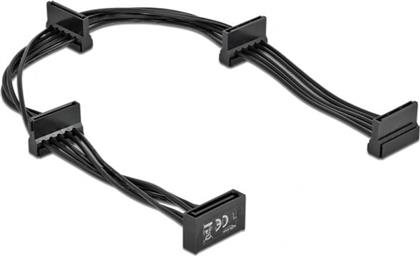 DELOCK ΚΑΛΩΔΙΟ SATA 15PIN ΣΕ 4X SATA 15PIN 60395, 40CM, ΜΑΥΡΟ