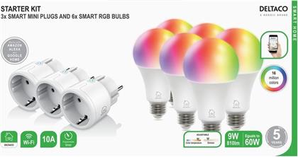 ΣΕΤ SH-KIT03 6 ΛΑΜΠΕΣ ΚΑΙ 3 SMART PLUG - RGB/ΡΥΘΜΙΖΟΜΕΝΟ ΛΕΥΚΟ DELTACO από το PUBLIC