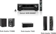 BUNDLE: AVR-X580BT POLK AUDIO T50 BK POLK AUDIO T15 BK POLK AUDIO T30C BK DENON