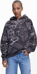 ΓΥΝΑΙΚΕΙΑ ΜΠΛΟΥΖΑ ΦΟΥΤΕΡ ΜΕ PRINT MICKEY MOUSE ΚΑΙ ΚΟΥΚΟΥΛΑ REGULAR FIT - 25WWSK03 ΜΑΥΡΟ DESIGUAL