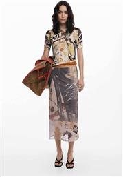 ΓΥΝΑΙΚΕΙΑ MIDI ΦΟΥΣΤΑ ΜΕ ALL-OVER PRINT STRAIGHT FIT ''COLLAGE'' - 25WWFK05 ΑΝΘΡΑΚΙ DESIGUAL