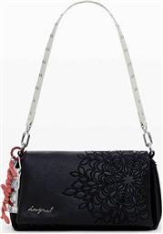 ΓΥΝΑΙΚΕΙΑ ΤΣΑΝΤΑ ΩΜΟΥ ΜΕ FAUX ΔΕΡΜΑ ΚΑΙ ΑΝΑΓΛΥΓΟ FLORAL PRINT ''SIERRA NARON'' - 25WAXPBD ΜΑΥΡΟ DESIGUAL