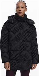 ΓΥΝΑΙΚΕΙΟ ΜΠΟΥΦΑΝ ΚΑΠΙΤΟΝΕ ΜΕ ΚΟΥΚΟΥΛΑ ΚΑΙ ALL-OVER LETTERING ''FOLCADO'' - 25WWEW23 ΜΑΥΡΟ DESIGUAL