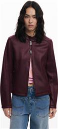 ΓΥΝΑΙΚΕΙΟ JACKET FAUX LEATHER ΜΕ MAO ΓΙΑΚΑ ''BASIC'' - 25WWEW43 ΜΠΟΡΝΤΟ DESIGUAL