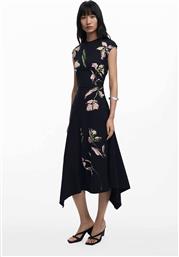 ΓΥΝΑΙΚΕΙΟ MIDI ΦΟΡΕΜΑ ΜΕ FLORAL PRINT ΚΑΙ ΑΣΥΜΜΕΤΡΟ ΤΕΛΕΙΩΜΑ ''KATRINA'' - 25WWVK12 ΜΑΥΡΟ DESIGUAL