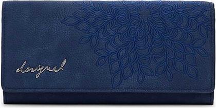 ΓΥΝΑΙΚΕΙΟ ΠΟΡΤΟΦΟΛΙ ΜΕ ΑΝΑΓΛΥΦΟ ΣΧΕΔΙΟ ΚΑΙ FAUX ΔΕΡΜΑ ''SIERRA'' - 25WAYP36 ΜΠΛΕ DESIGUAL