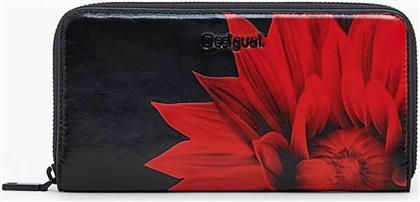 ΓΥΝΑΙΚΕΙΟ ΠΟΡΤΟΦΟΛΙ ΜΕ FLORAL PRINT ΚΑΙ FAUX ΔΕΡΜΑ ''FIONA'' - 25WAYP43 ΜΑΥΡΟ - ΚΟΚΚΙΝΟ DESIGUAL