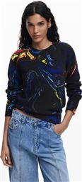 ΓΥΝΑΙΚΕΙΟ ΠΟΥΛΟΒΕΡ ΜΕ ALL-OVER PRINT REGULAR FIT BY CHRISTIAN LACROIX - 25WWJF05 ΜΑΥΡΟ DESIGUAL