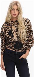 ΓΥΝΑΙΚΕΙΟ ΠΟΥΛΟΒΕΡ ΜΕ ANIMAL PRINT ΚΑΙ ΚΕΝΤΗΜΑ MINNIE MOUSE - 25WWJF43 ΚΑΦΕ DESIGUAL