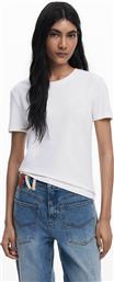 ΓΥΝΑΙΚΕΙO T-SHIRT ΚΑΙ ΛΟΓΟΤΥΠΟ ΜΕ ΣΤΡΑΣ REGULAR FIT - 25WWTK07 ΛΕΥΚΟ DESIGUAL
