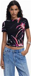 ΓΥΝΑΙΚΕΙΟ T-SHIRT ΜΕ FLORAL PRINT REGULAR FIT ''LALA'' - 25WWTK16 ΜΑΥΡΟ DESIGUAL