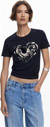 ΓΥΝΑΙΚΕΙΟ T-SHIRT ΜΕ LETTER PRINT REGULAR FIT ''CORE'' - 25WWTK04 ΜΑΥΡΟ DESIGUAL