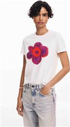 ΓΥΝΑΙΚΕΙΟ ΒΑΜΒΑΚΕΡΟ T-SHIRT ΜΕ FLOWER PRINT ''DROPPI'' - 24WWTK66 ΛΕΥΚΟ DESIGUAL