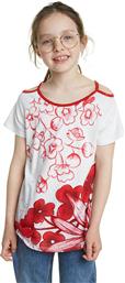 ΠΑΙΔΙΚΟ FLORAL T-SHIRT ΜΕ ΑΝΟΙΓΜΑΤΑ - 20SGTK01 ΛΕΥΚΟ DESIGUAL