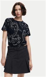 T-SHIRT CARAS 24WWTK54 ΜΑΥΡΟ REGULAR FIT DESIGUAL από το MODIVO