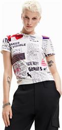 T-SHIRT NEWSPAPER 23SWTK61 ΛΕΥΚΟ REGULAR FIT DESIGUAL