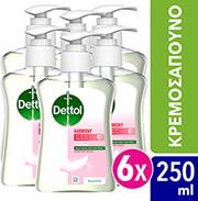 `DETTOL ΑΝΤΙΒΑΚΤΗΡΙΔΙΑΚΟ ΚΡΕΜΟΣΑΠΟΥΝΟ ΕΥΑΙΣΘΗΤΕΣ ΑΝΤΛΙΑ 250 ML 4+2