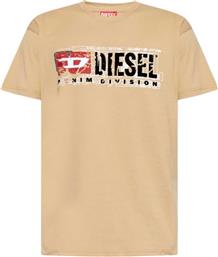 ΑΝΔΡΙΚΟ T-SHIRT ΜΕ ΛΟΓΟΤΥΠΟ REGULAR FIT - W25A194360PLAT ΚΑΦΕ ΑΝΟΙΧΤΟ DIESEL