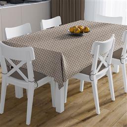 ΑΛΕΚΙΑΣΤΟ ΤΡΑΠΕΖΟΜΑΝΤΗΛΟ (140X140) + ΤΡΑΒΕΡΣΑ (40X140) HOUNDSTOOTH 473 BEIGE DIMCOL