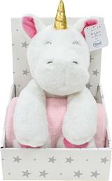 ΚΟΥΒΕΡΤΑ FLEECE ΑΓΚΑΛΙΑΣ (75X90) + ΛΟΥΤΡΙΝΟ UNICORN 02 WHITE-PINK DIMCOL