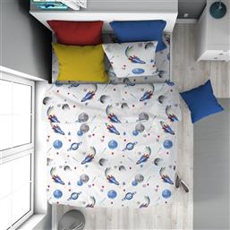 ΠΑΠΛΩΜΑ ΠΑΙΔΙΚΟ ΒΑΜΒΑΚΕΡΟ ΜΟΝΟ 160X240ΕΚ. SPACE MISSION 184 WHITE-BLUE 32111123051 (ΥΦΑΣΜΑ: ΒΑΜΒΑΚΙ 100%, ΧΡΩΜΑ: ΛΕΥΚΟ) - - 32111123051 DIMCOL